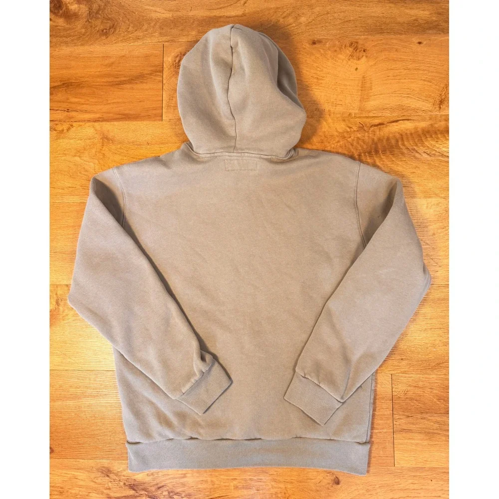 Hollister Mens Medium Tan Brown  Hoodie Embroidered Seagull‎ Logo Pullover